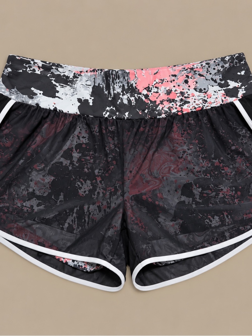 Fabletics Black, Pink & White Splatter Athletic Shorts